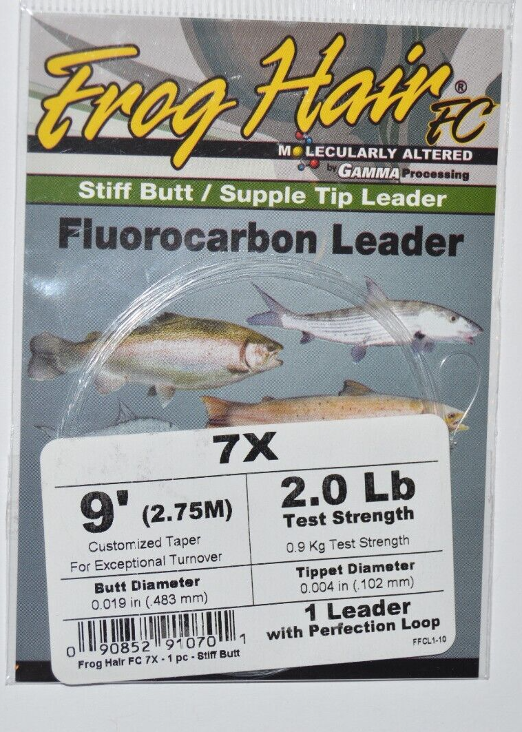 frog hair fluorocarbon leader 9ft 7x w/ perfection loop