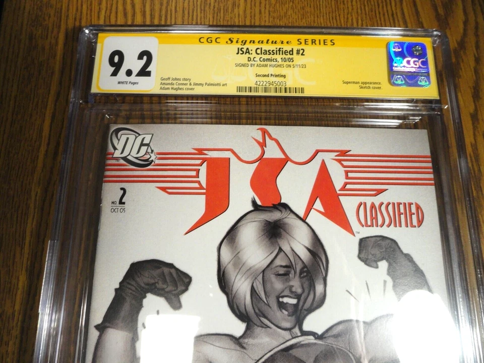 JSA Classified #2 Adam Hughes Firmado Cgc 9.2 Ss 2nd Estampado Power Niña Boceto - Imagen 3 de 4