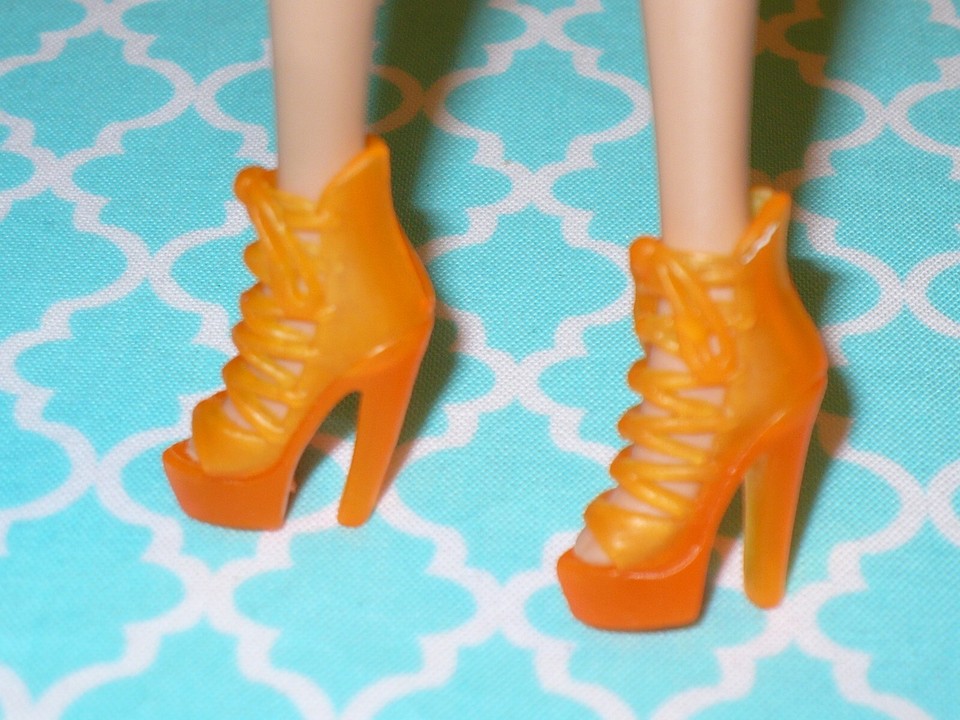 Barbie Doll Shoes Fashionistas Fashion Fever JELLY ORANGE LACE UP