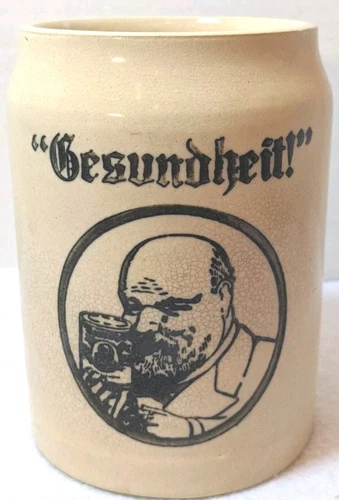 Vintage 1985 Gerz Ironstone Beer Mug Germany .5 L Stein Gesundheit Good Health