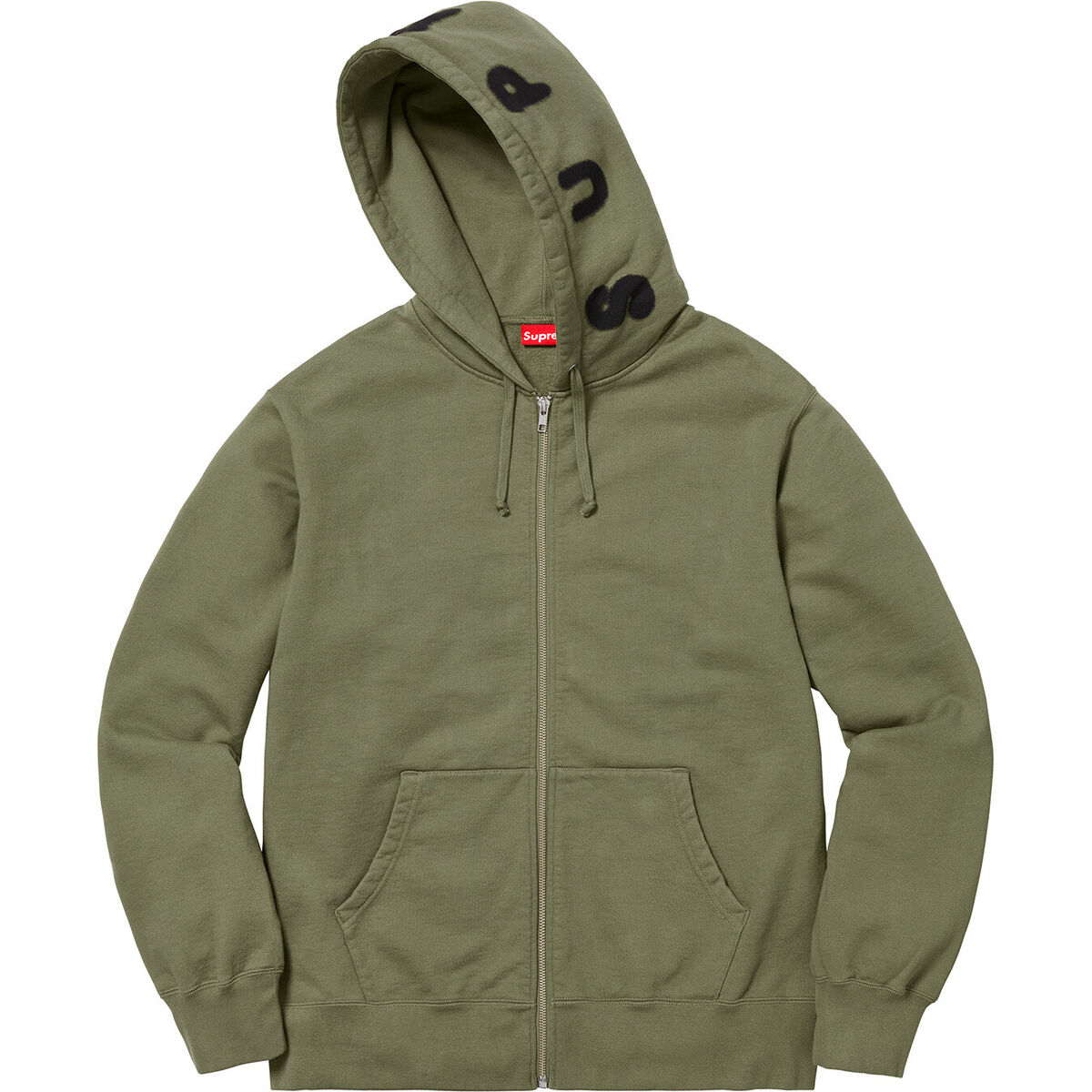 Supreme Bone Zip Up Sweatshirt Black/Light Olive 2018 (FW18SW17