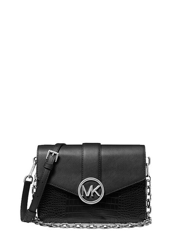 MICHAEL KORS SHOULDER BAG REED SM CZ BELTED STCHL -- Black