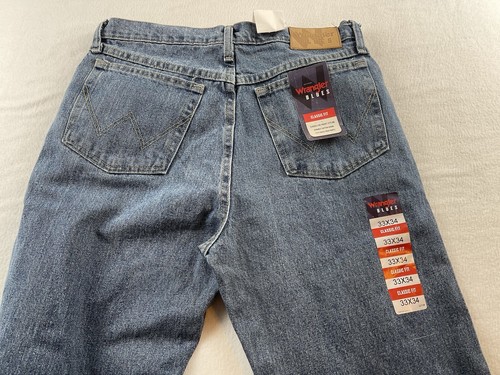 Neu mit Etikett Wrangler blau klassische Passform blaue Herrenjeans 33 x 34