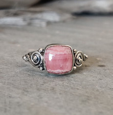 Rhodochrosite Gemstone Ring 925 Sterling Silver Beautiful Handmade Ring MK 