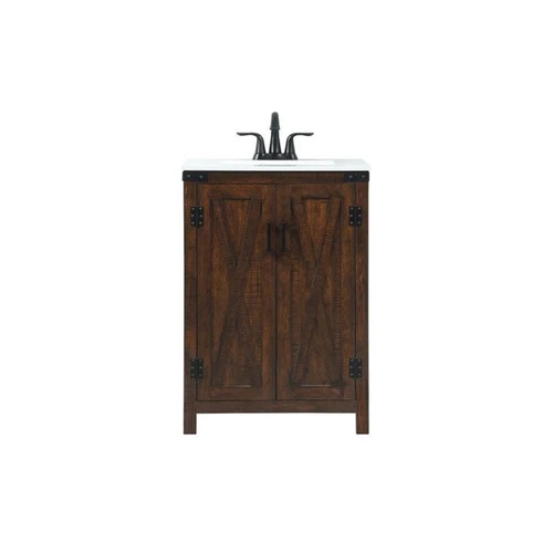 Elegant Decor Grant 24" Aluminum MDF Single Bathroom Vanity in Expresso - Picture 3 of 8