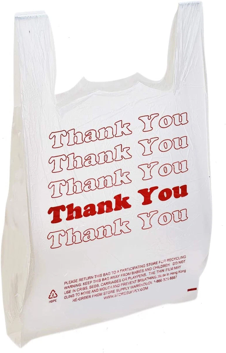 Dropship Pack Of 1000 Carry-Out Plastic Bags 11.5 X 6.5 X 21. T-Shirt Bags  11 1/2 X 6 1/2 X 21. Ultra Thin Design 0.65 Mil. Preprinted Shopping Bags.  Poly Bags For