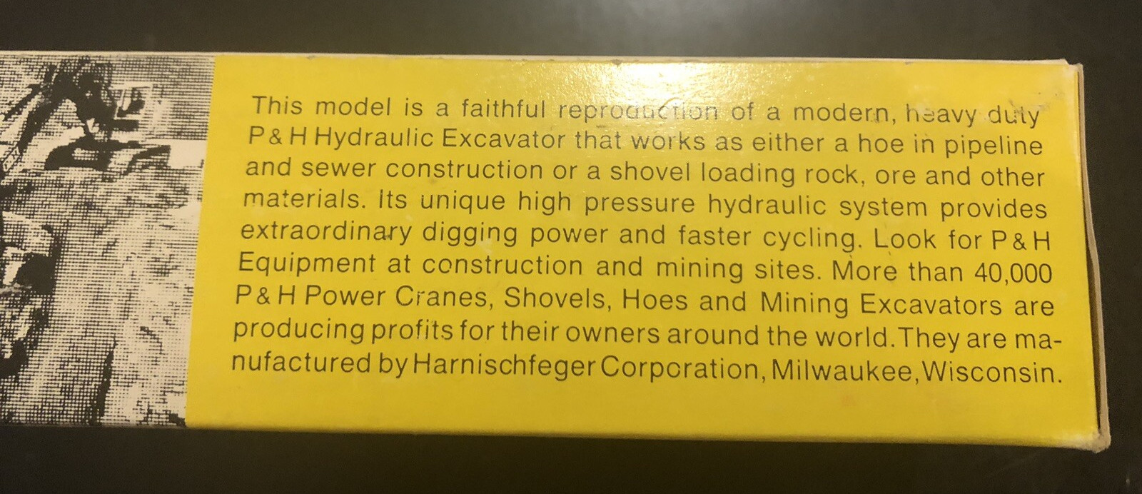 RW Ziss Model P&H Hydraulic Excavator Hoe & Shovel - 1:50 - Rare - Diecast Boxed