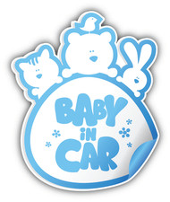 Baby In Car Boy Sign Car Bumper Sticker Decal 4" x 5"