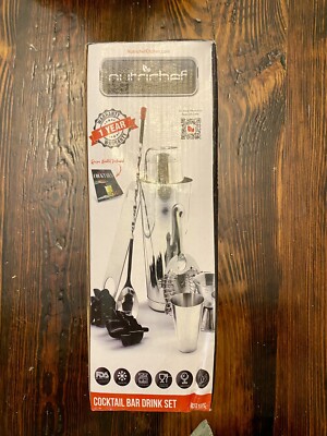 NutriChef 15 PC Bartender Kit Complete Cocktail Shaker Bar Tools Set