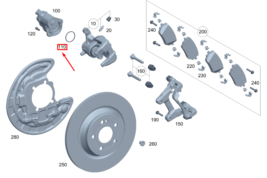 Neu MB GLA H247 O-Ring für Feststellbremsaktuator hinten A0009975303 Original