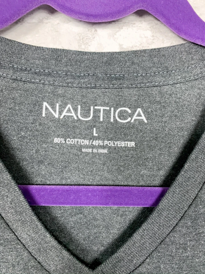 Nueva con etiquetas Camiseta básica gris Nautica para mujer talla L logotipo bordado manga corta Foto 3 de 3