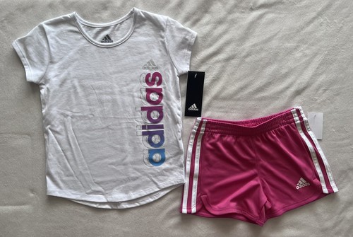 ADIDAS Little Girl's Shirt and Shorts Outfit, 2-piece set - Picture 2 of 8