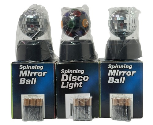 Disco Balls LED 1 Multicolored & 2 Mirrored Flashing Novelty Light W/ Batteries - Picture 7 of 15