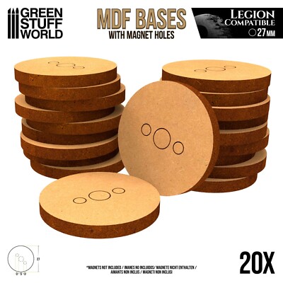 20x MDF Bases - Round 27mm STAR WARS LEGION - Thickness 3mm Wargames Miniatures