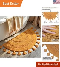 Half Circle Boho Bathroom Rugs with Tassels 100 Cotton