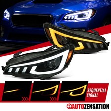 Fit 2015-2021 Subaru WRX STI Smoke Halogen Projector Headlights LED Sequential