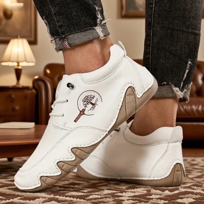 Handmade Leather Boots for Men Non-slip Cycling Sneakers Outdoor Fashion Shoes