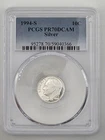 1994-S 10c SILVER PCGS PR70DCAM ROOSEVELT DIME PROOF DEEP CAMEO PR 70 DC