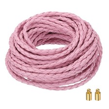 Braided Leather Cords, 8.7 Yard Strap with Cord Lock, 4mm Dia, Pink