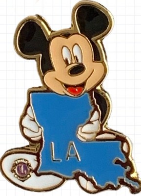 Lions Club Pins featuring Mickey Mouse holding the outline of the US States