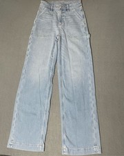 American Eagle Women  s Super High Rise Baggy Wide Leg Jeans Sz 0 Stretch 26x33 