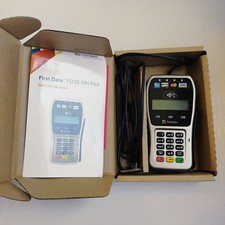 First Data FD-35 POS Credit Card Terminal Reader Works With Box  Instructions
