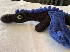 Handmade Crochet Dragon Stuffed Animal Blue a...