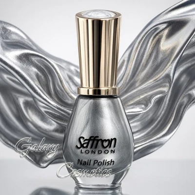 Metallic Silver Nail Polish Varnish by Saffron London #28 Silver Moon