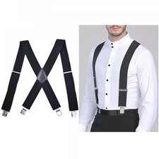 Universal Adjustable Braces X-Style Komfort Suspenders Strong Clips for Trousers