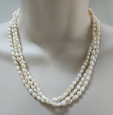 Vintage Multi-Strand Freshwater Pearl Necklace 3-Row Baroque Potato Pearl 17"