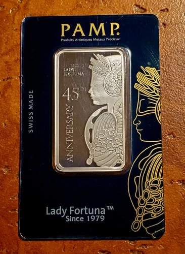1 Oz Silver Bullion Bar ~ Pamp Suisse ~ 45th Anniversary ~ NO RESERVE!