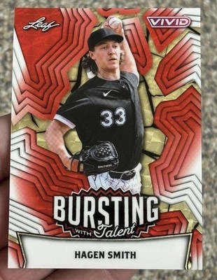 Hagen Smith 1/1 Red Gold Circles Bursting With Talent 2025 Leaf Vivid Baseball