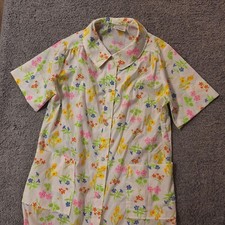 True Vtg JCPenney Robe Womens Floral Button Front Kaftan Housecoat Metal Snap