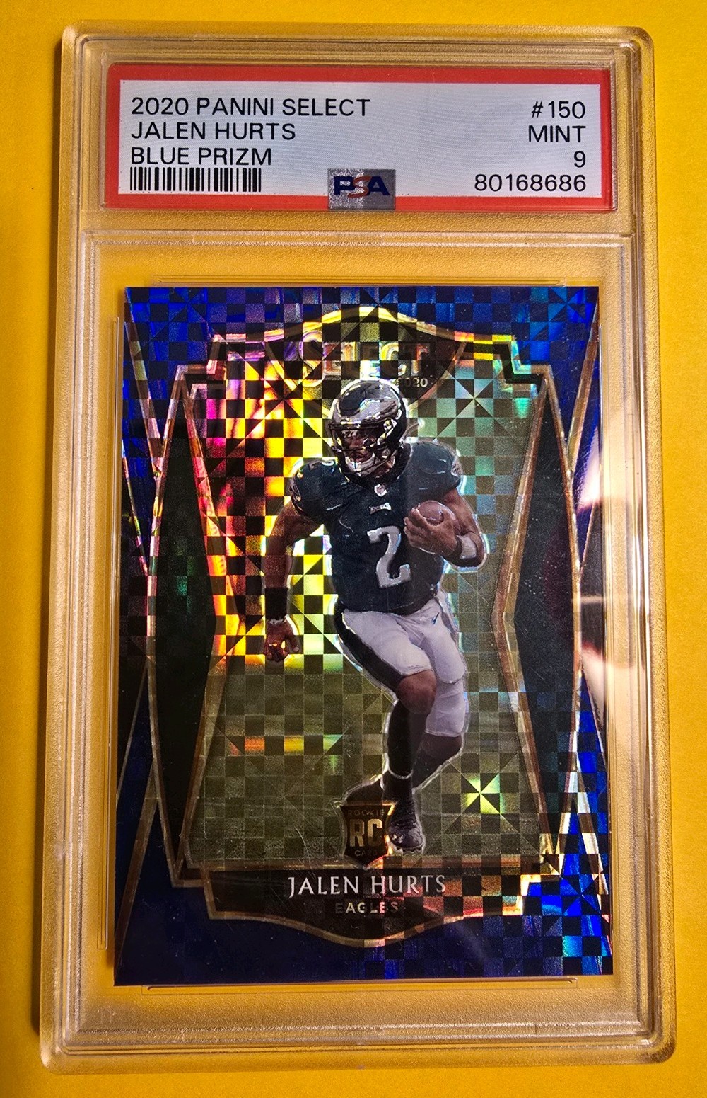 2020 Panini Select - Premier Level Jalen Hurts #150 Blue Prizm /149 (RC) PSA 9 view 6