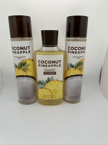 2 Bath & Body Works COCONUT PINEAPPLE Fine Fragrance Mist & 1- Shower Gel