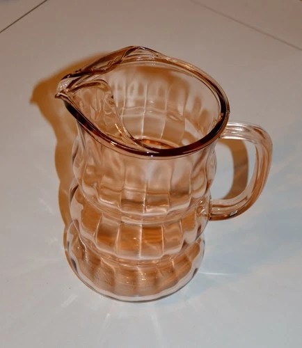VINTAGE FEDERAL ROSE GLOW PINK DEPRESSION GLASS PITCHER 1930'S "LIDO"