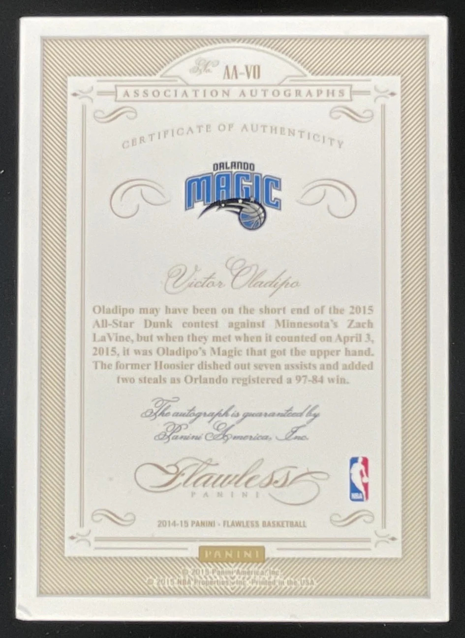 2014 Panini Flawless Association Autographs Ruby #AA-VO Victor Oladipo Auto /15 view 2