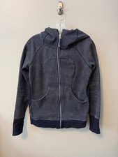 Euc Lululemon Blue Dot Oil Slick Zipper Fleece Lined Full Zip Scuba Hoodie Sz 8