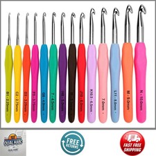 Crochet Hooks Set 14 Pcs, 2.25mm-10mm, Ergonomic Soft Grip with Bag for Arthriti