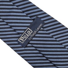 Vintage Polo Ralph Lauren Tie Repp 100 Silk Blue Striped Men's Neck Wear
