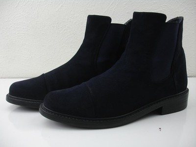 Women's 7.5 M Stuart Weitzman Gobi Navy Blue Suede Leather Cap-Toe Ankle Boots