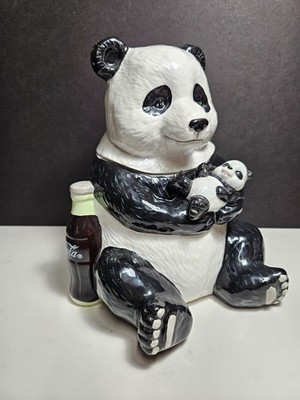 VTG 2000 Coca Cola Panda Family Panda Bear Limited Edition Ceramic Cookie Jar