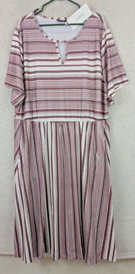 NWT Bloomchic sz USA 26 Midi to Maxi Knit Dress ss mauve ivory stripes 0156