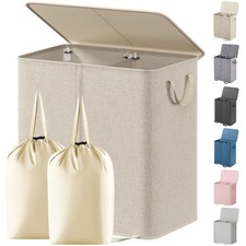 Lifewit Double Laundry Hamper Lid And Removable Laundry Bags Large Collapsible