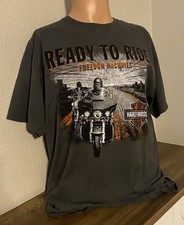New H-D T-Shirt Gray, Ready To Ride Freedom Machine