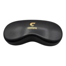Carrera Sunglasses Hard Case Black Faux Leather Gold Logo with Cleaning Cloth