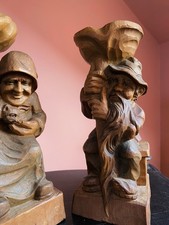 Vintage Midcentury Carved Wood Folk Art Candlesticks