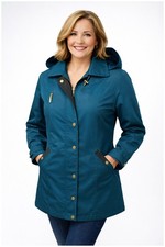 Ladies Hooded Rain Jacket Waterproof Parka Coat with Zip Pockets Sizes 10-24