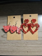 VALENTINE's DAY earrings Hearts DANGLE EARRINGS NEW - 2 pair
