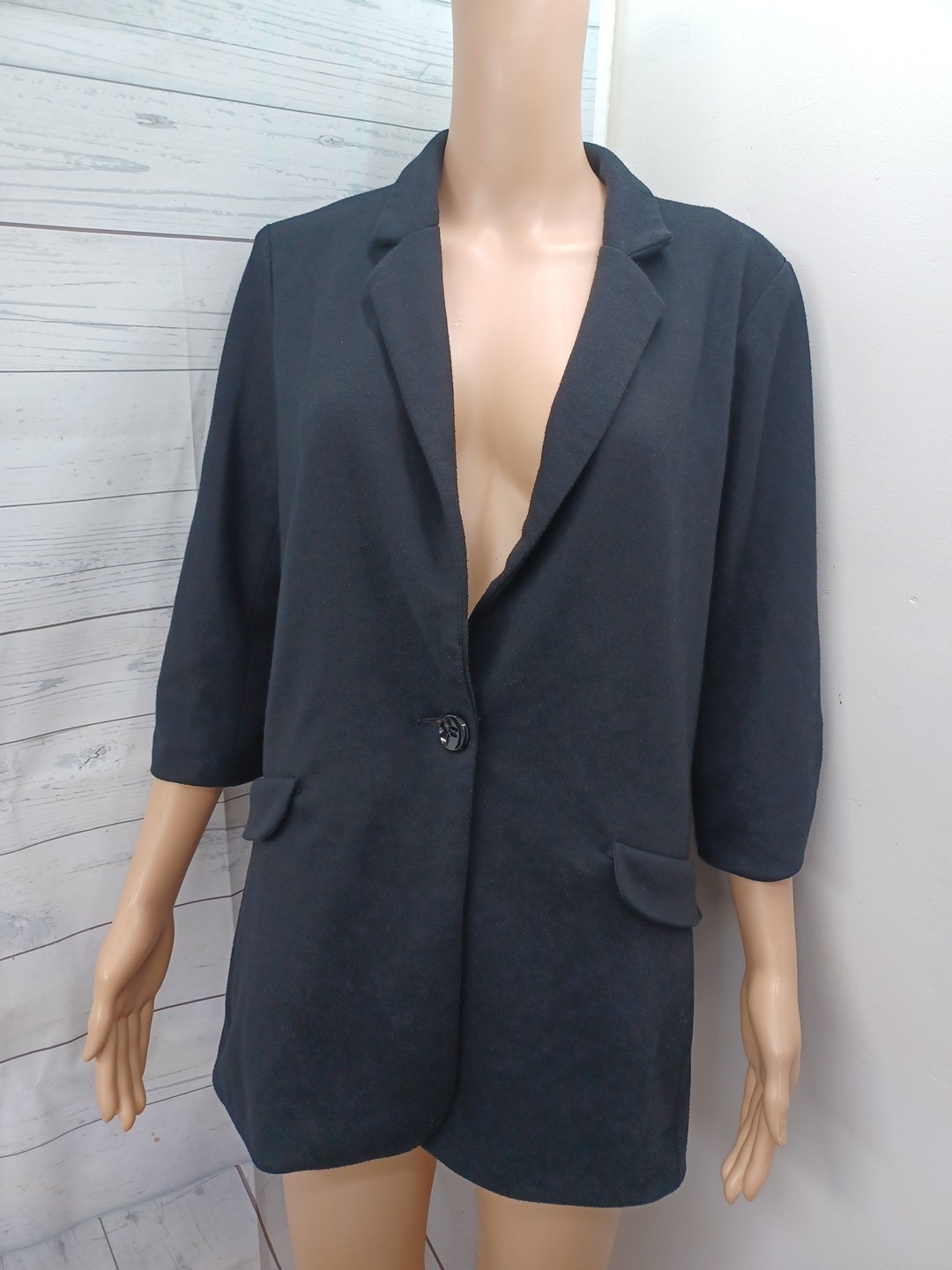 Gender Bias Womens Black Blazer Jacket Sz M One Button 
